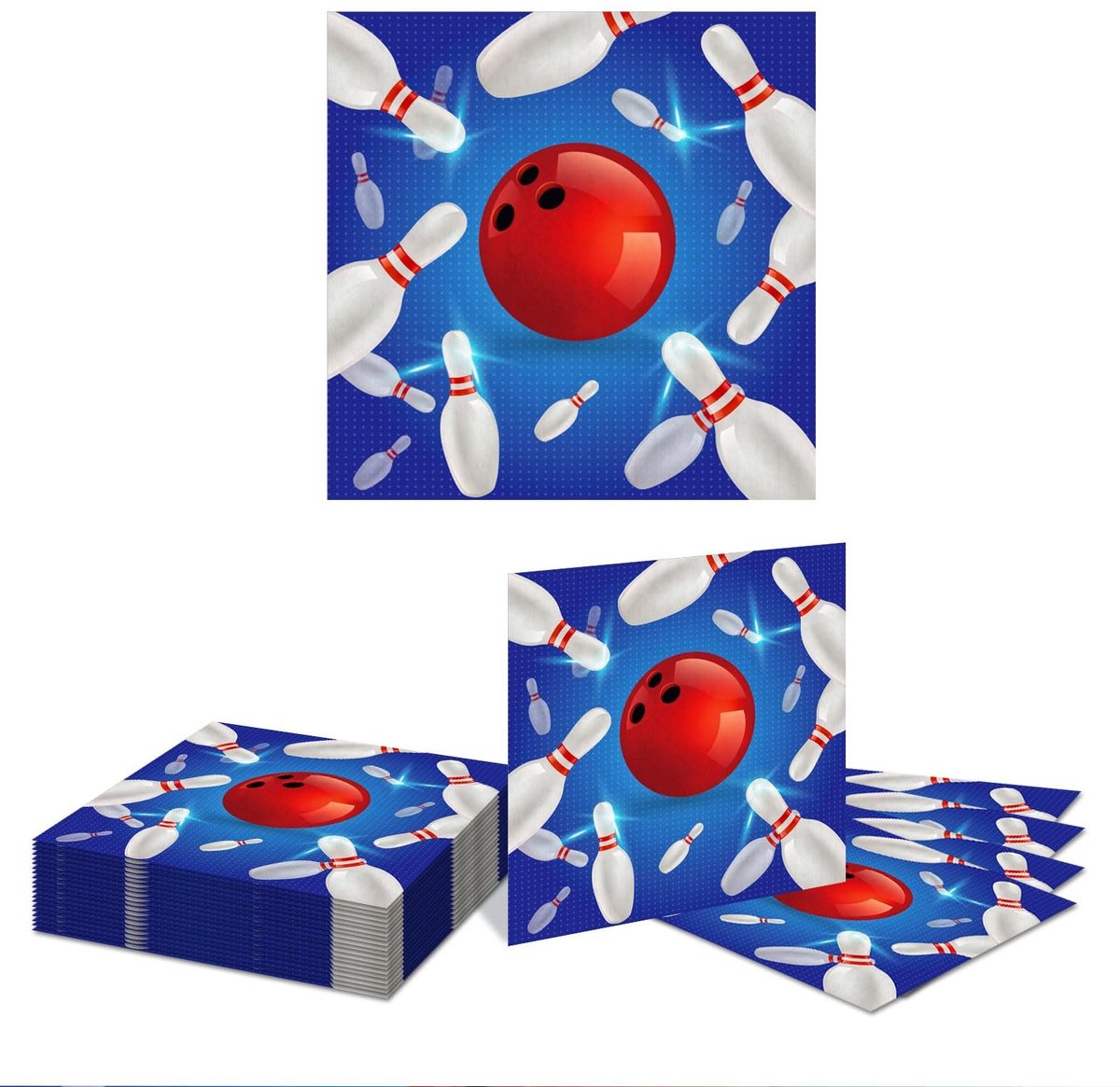 Dailygoods - 20 Stuks Bowling Servetten voor Feestelijke Gelegenheden