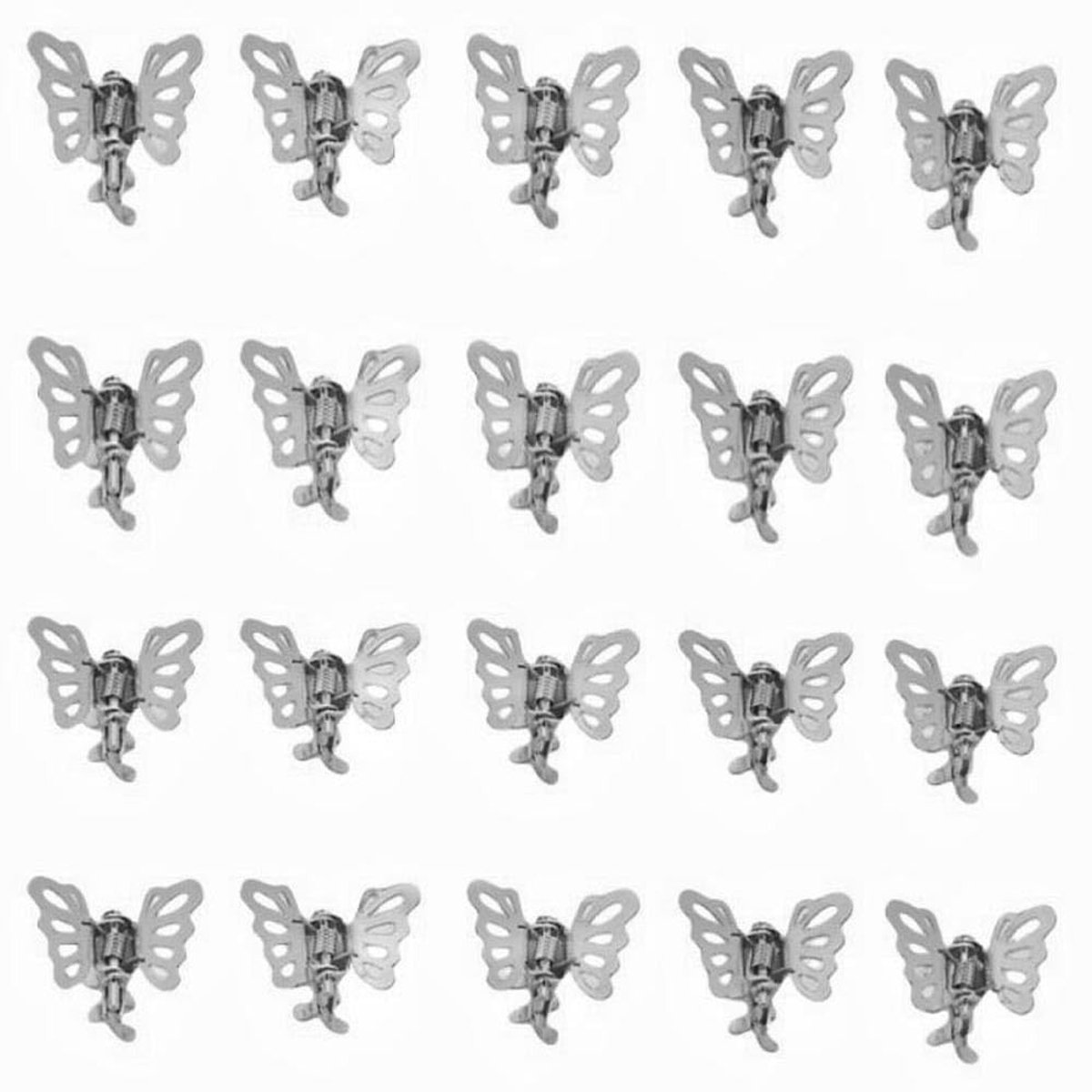 Dailygoods - Dailygoody - Mini vlinder haarclips - Haaraccessoires - Zilveren klauwclips - Schattig en stijlvol - Geschikt voor meisjes en vrouwen - 20 stuks
