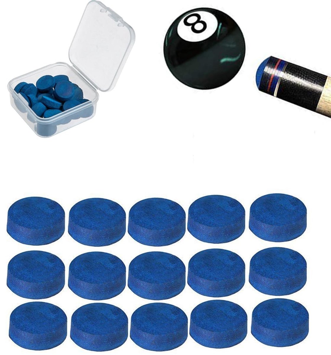 Dailygoods - Dailygoody - Biljartkeukoppen - Reservekoppen voor biljartkeu's - Transparante doos - 20 stuks - Professionele biljartsport - Geschikt voor alle bilja..