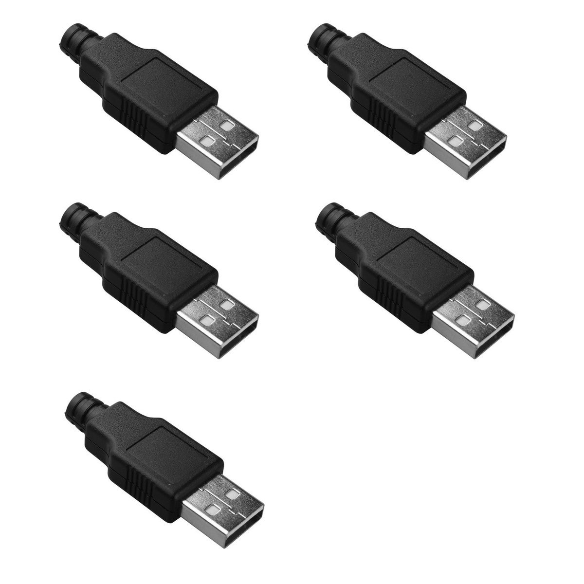Dailygoods - Dailygoody - USB-stekker type A - 4-polig - Compact en robuust - Zwart - Voor doe-het-zelvers - Ideaal voor diverse toepassingen - 5 stuks