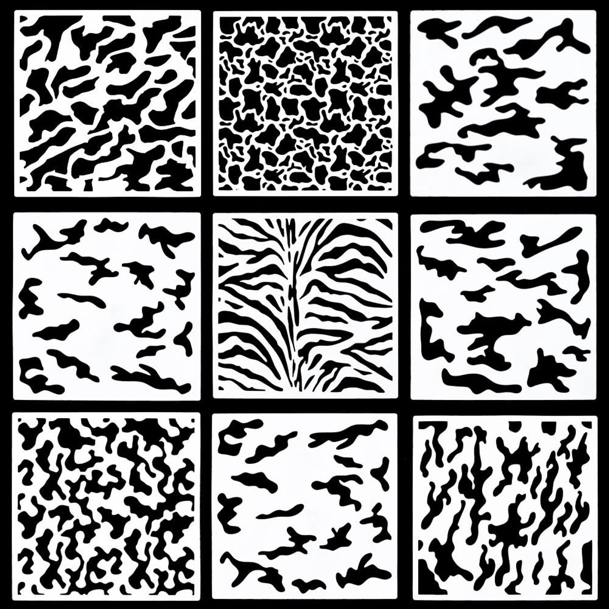 Dailygoods - 9 Stuks Herbruikbare Camouflage Sjablonen voor Doe-Het-Zelf Projecten