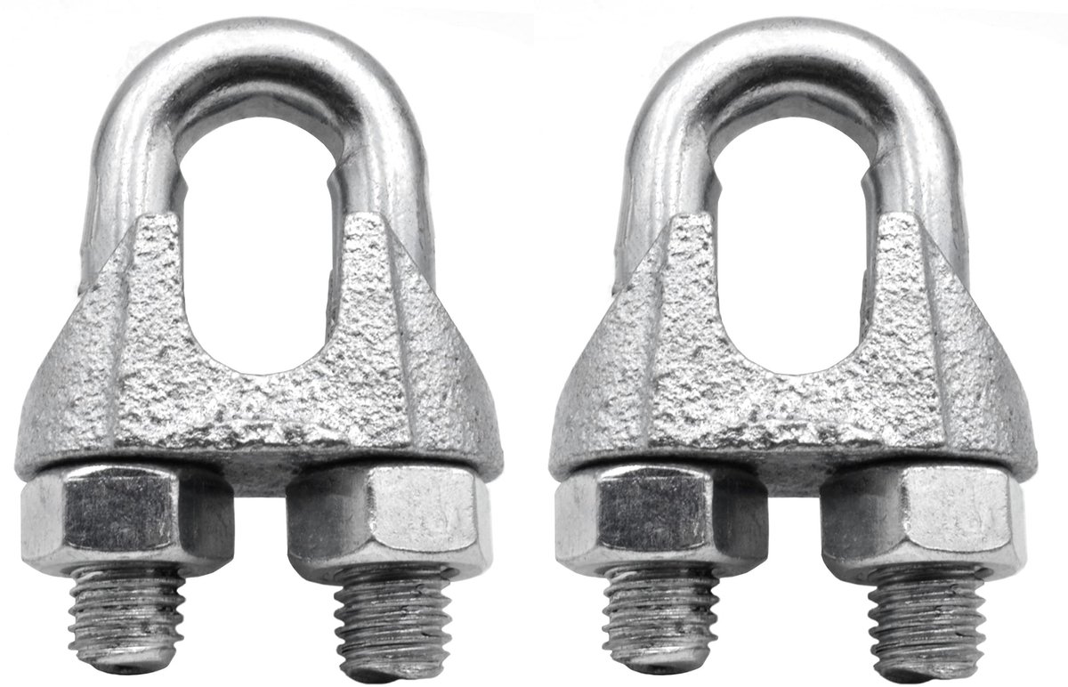 Dailygoody - Draadkabelklemmen - 2x Draadklemmen 13 mm - Galvanisch Verzinkt - Geschikt voor Roestvrij Staal - Klembeugels voor Draadkabel - Lichtgewi