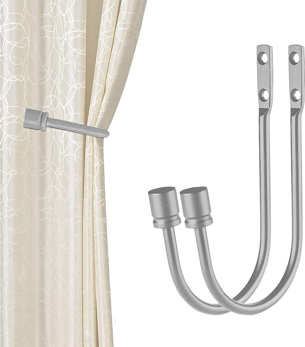 Dailygoody - Gordijnhouders - U-vormige metalen haak - Decoratief en duurzaam - Zilver - Gordijnaccessoires - Perfecte match voor elk interieur -