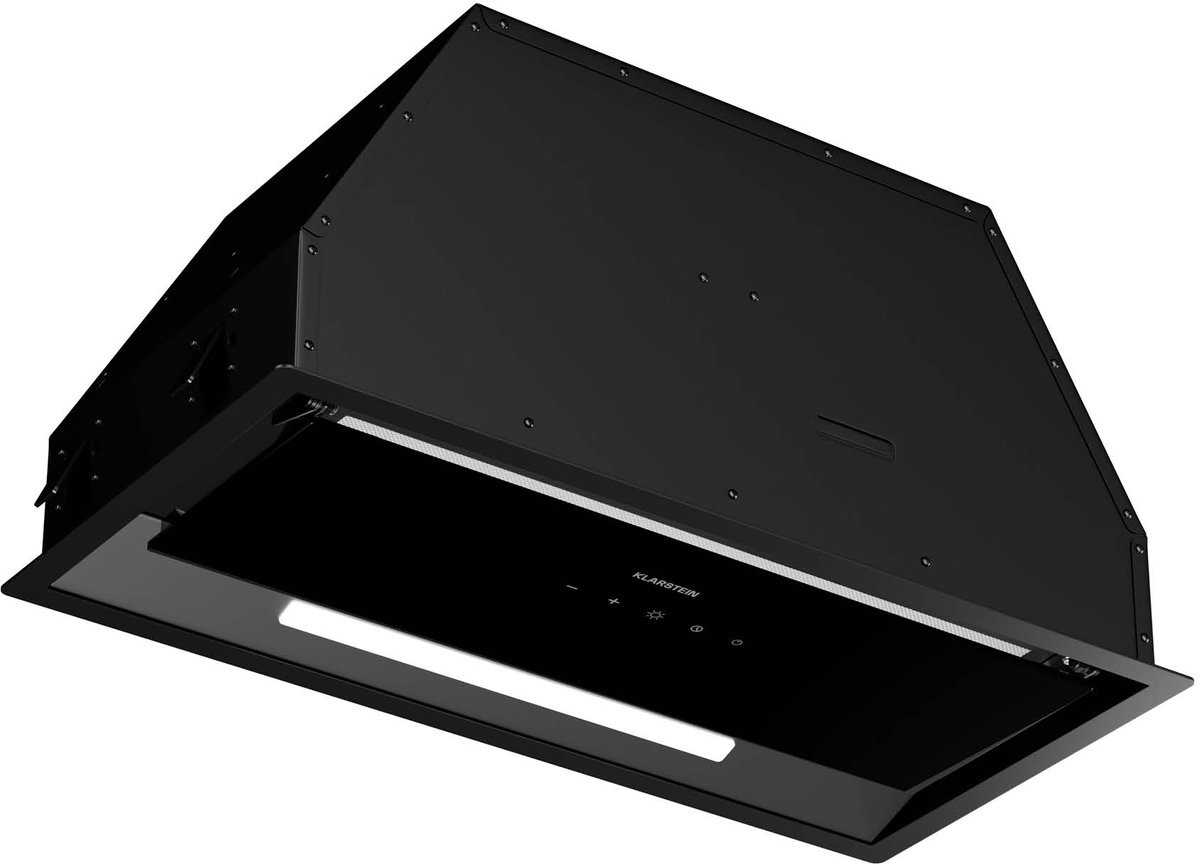 Klarstein Ventimate Onderbouw-afzuigkap, 60cm onderbouwkap, 390 m³/u luchtstroom, Energie-efficiëntie A+, Stille DC-motor, LED-verlichting, Koolstoffilter voor recirculatie, Zwart