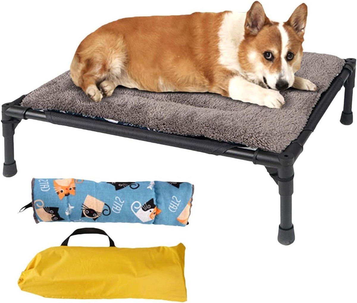 Verhoogd Hondenbed - Hondenligstoel Campingbed - Comfort Buiten - Ademend Hangend Ontwerp - 54 x 23 x 23 cm - Camping