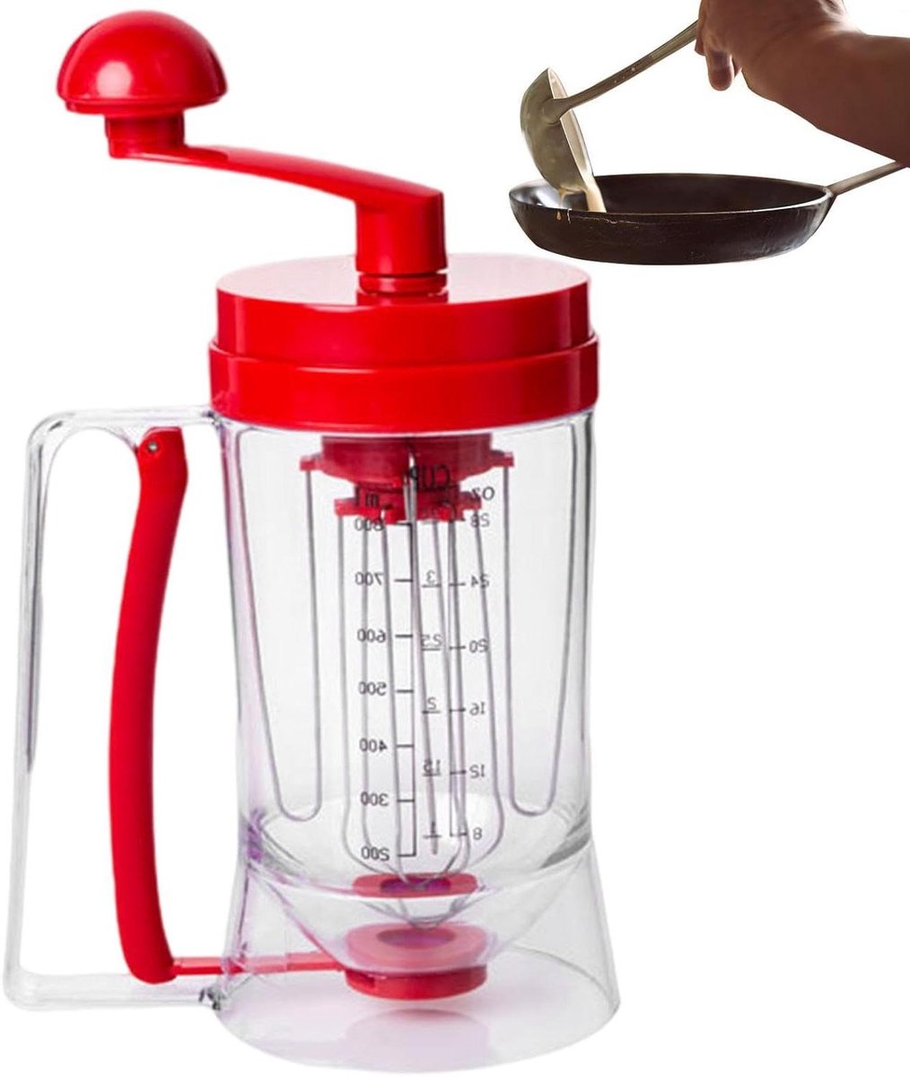 Beslag Dispenser - Pannenkoekschenker Wafelbeslag - Bakken Maken - Nauwkeurige Dosering - 900 ml - Transparant