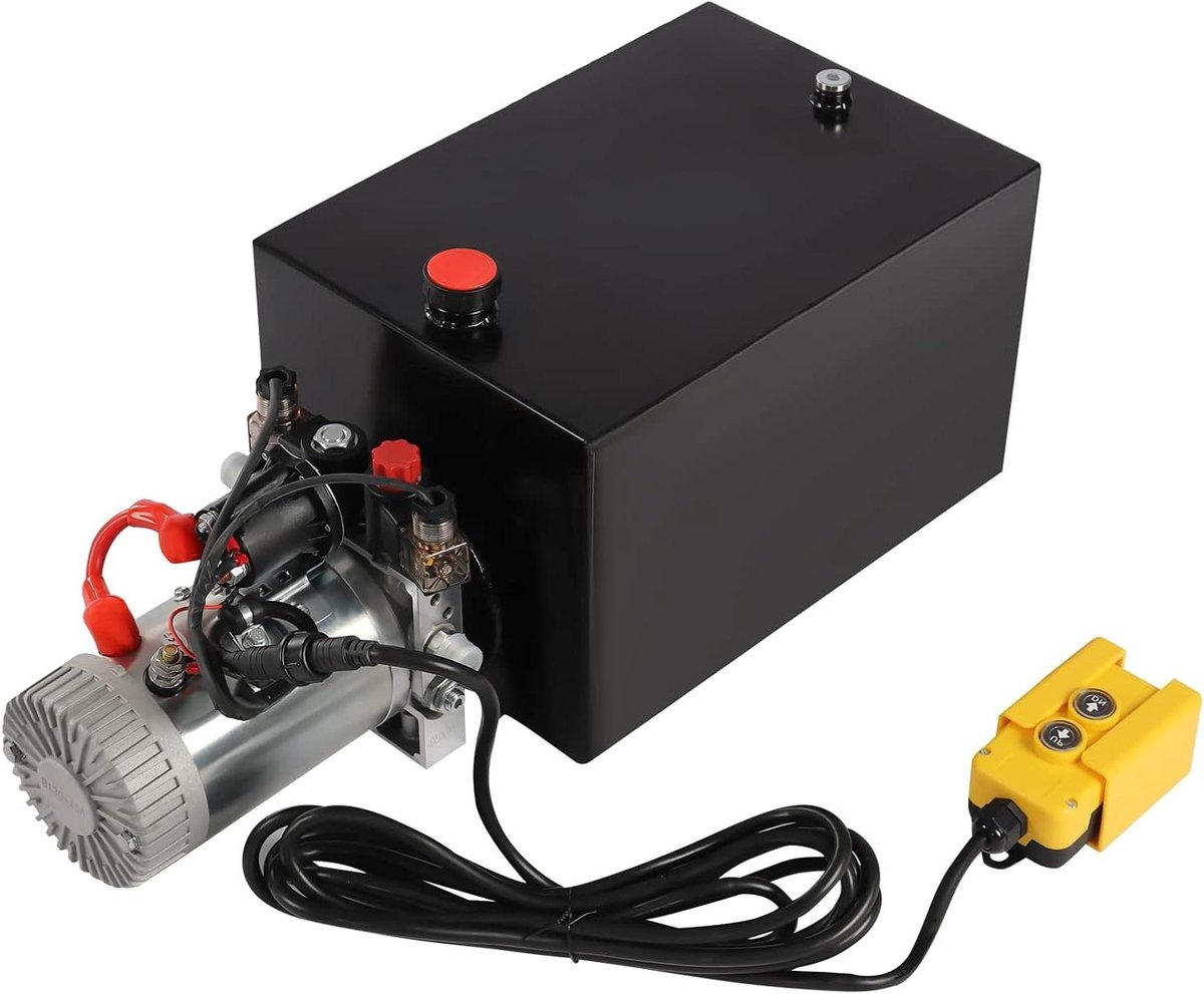 Hydraulische Pomp - Elektrische Pomp - Kiepwagen Laden - Dubbelwerkende Bediening - 18.9 Liter Tank - Zwart