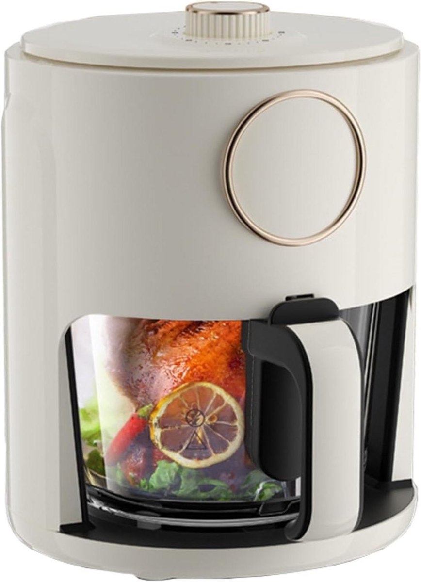 Airfryer Oven - Heteluchtfriteuse - Gezond Frituren - Transparante Glazen Pan - 5 Liter - Wit