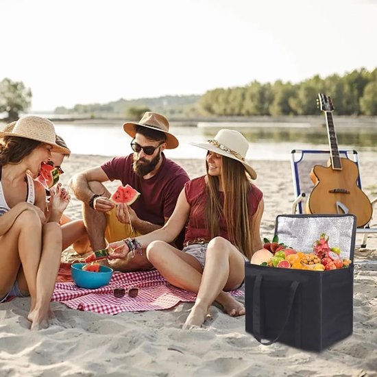 Koeltas - 35L grote capaciteit - Opvouwbaar - Geïsoleerd - Herbruikbaar, geschikt om eten en drinken koud en warm te houden voor buitengebruik, reizen, barbecues en kamperen (41x33x26CM) van Générique — afbeelding 4