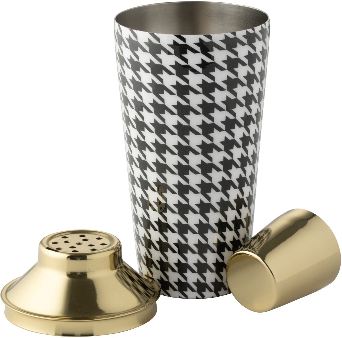 J-Line cocktail shaker Pied-Poule - roestvrij staal - zwart/wit