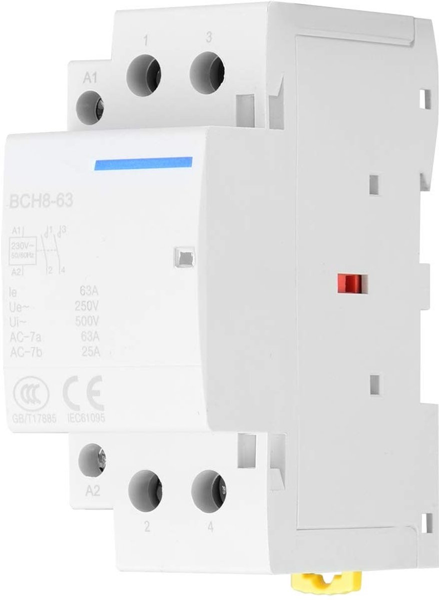 Dailygoody - AC-Schütz - 2 Polig - 63A - DIN-Rail Montage - 220V/230V - Voor Huishoudtoepassingen - Energiezuinig