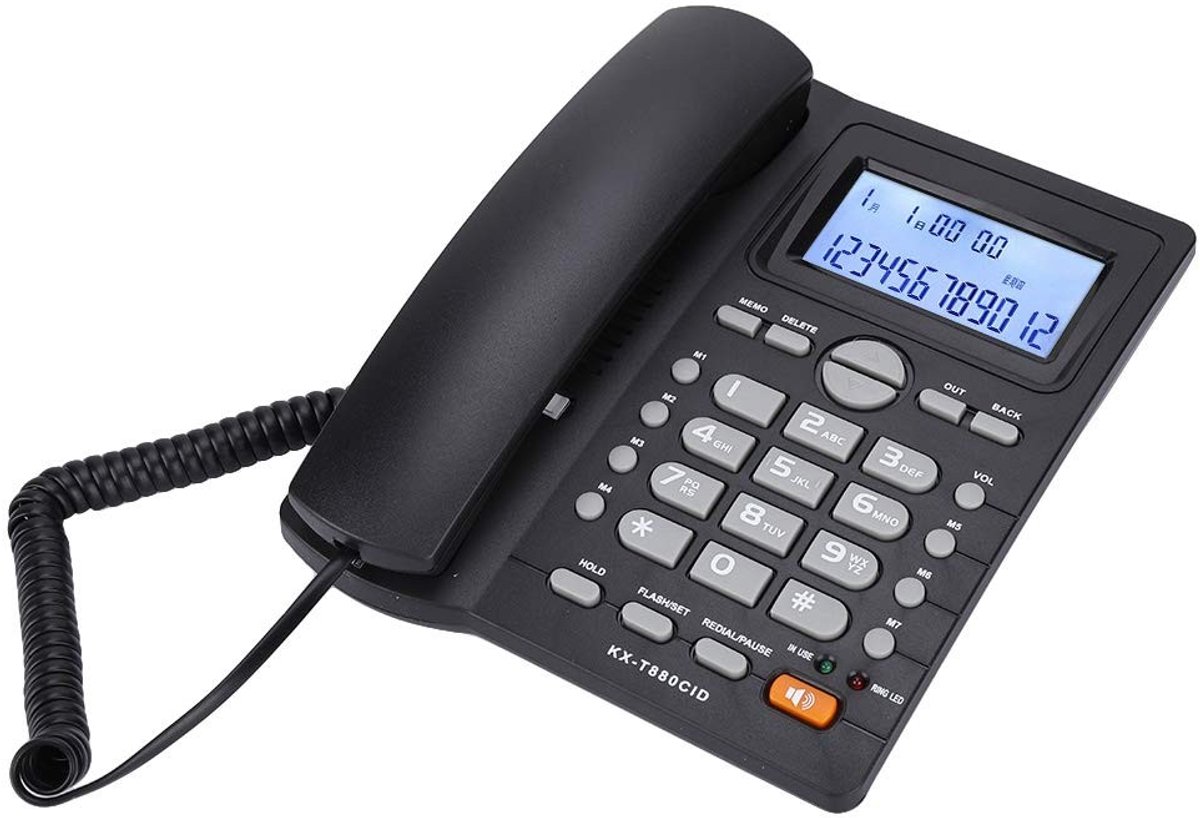 Dailygoody - Vaste telefoon - Dual-port uitbreidingsset - Nummerherkenning met luidspreker - Zwart - Geschikt voor Home Office - Telefoon met LCD-sche