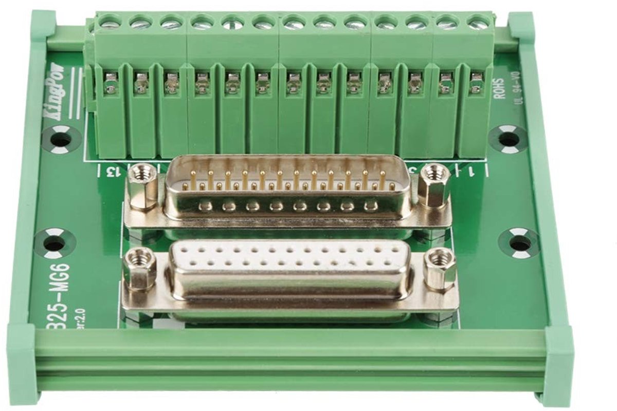 Dailygoody - DB25 D-Sub Male & Female Head Extension Board - Terminal Board - Rail Mount - Interface Module - Praktisch en duurzaam