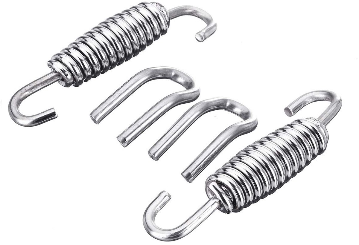 Dailygoody - 50mm Uitlaatdemper Veer - Rvs Versterking - Duurzaam - Chrome - Motorrijden - Accessoire - 2 Stuks