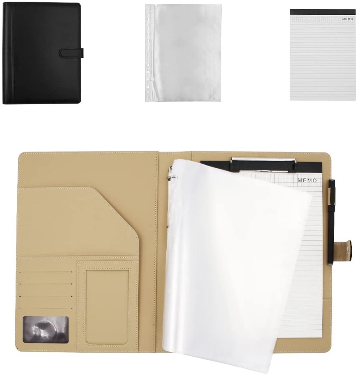 Dailygoody - A4 Padfolio Case - Document Organizer - Compact en praktisch - Leer - Notitieblokhouder - Geschikt voor kantoor en school - 36,79 x 30 cm