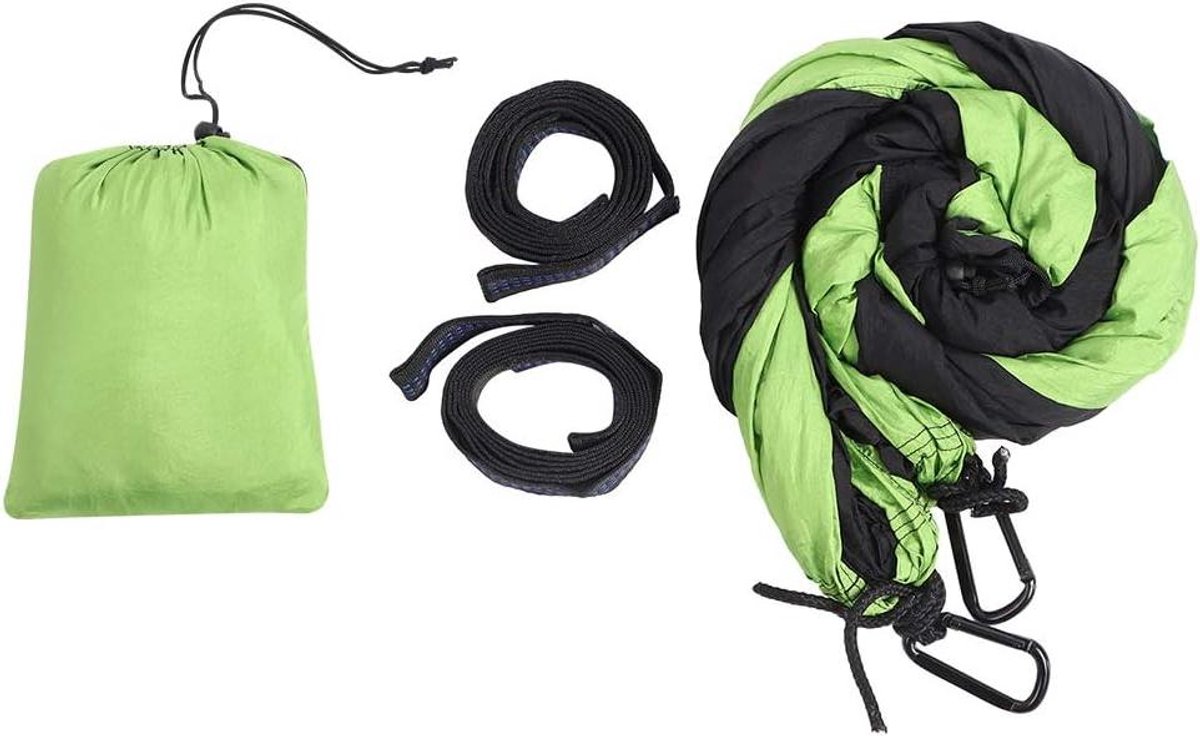 Draagbare hangmat - Outdoor schommel - Ontspannen buiten - Lichtgewicht nylon - 300 x 200 cm - Groen