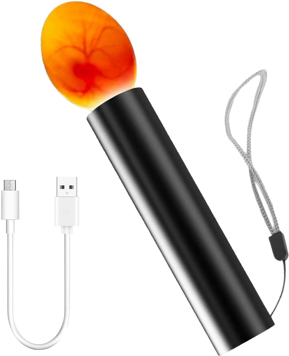 Eier Lamp - Eiertester LED - Eieren Controleren - Met Batterij USB - 10x10x2 cm - Zwart