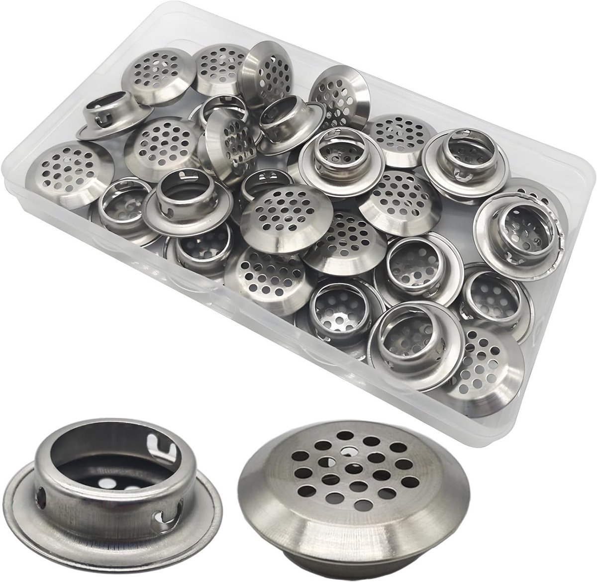 Inovra Plus - Roestvrijstalen ventilatierooster - 30 stuks - Ronde vorm - Gaasgat - 19mm -