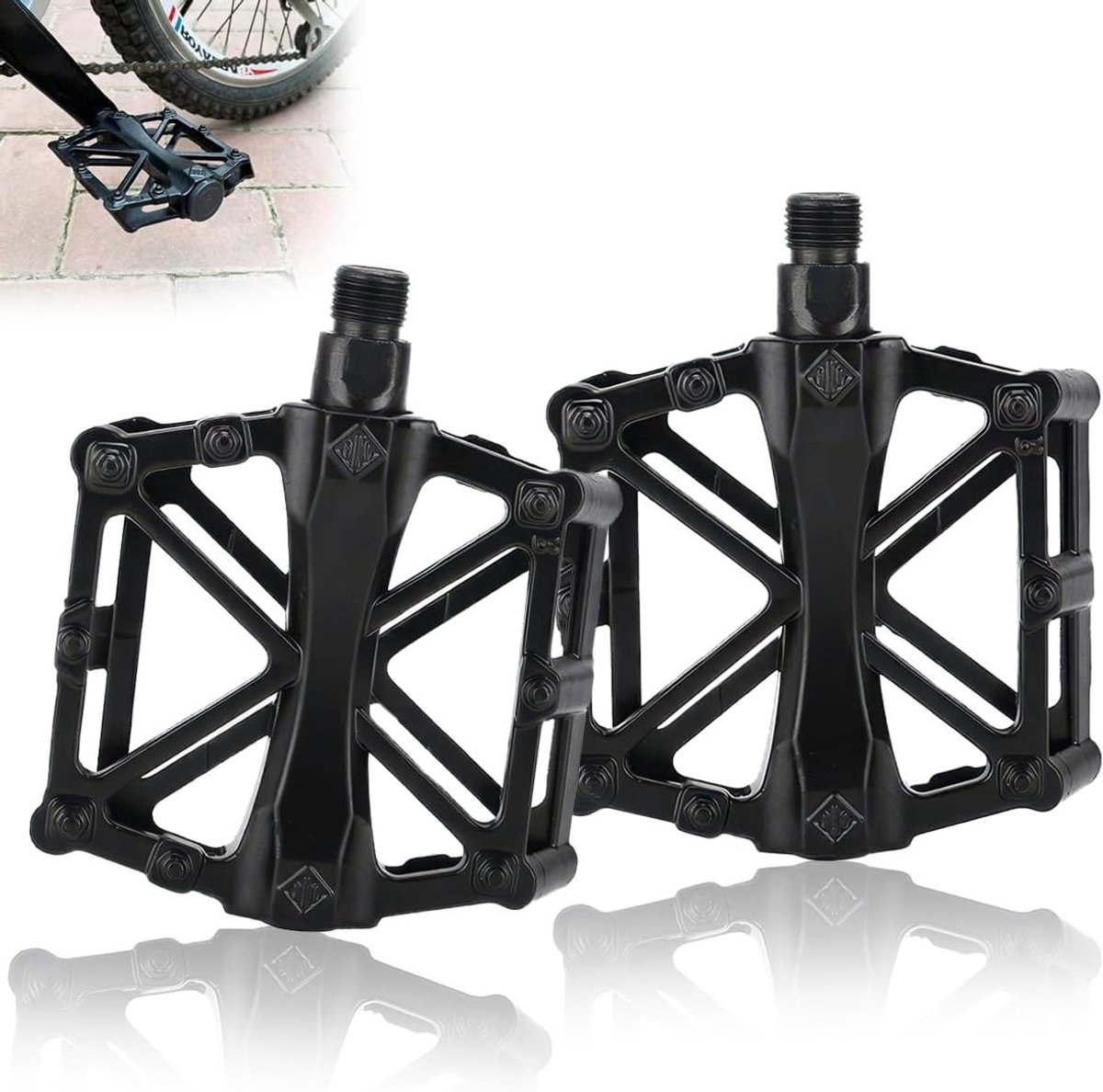 Lichtgewicht Fiets Pedalen 9/16 Inch Aluminium Alloy MTB met Non-Slip Pins en Smooth Running Bearings - Pedalen voor Mountain Bikes, Road Bikes, Trekking met Brede Platform