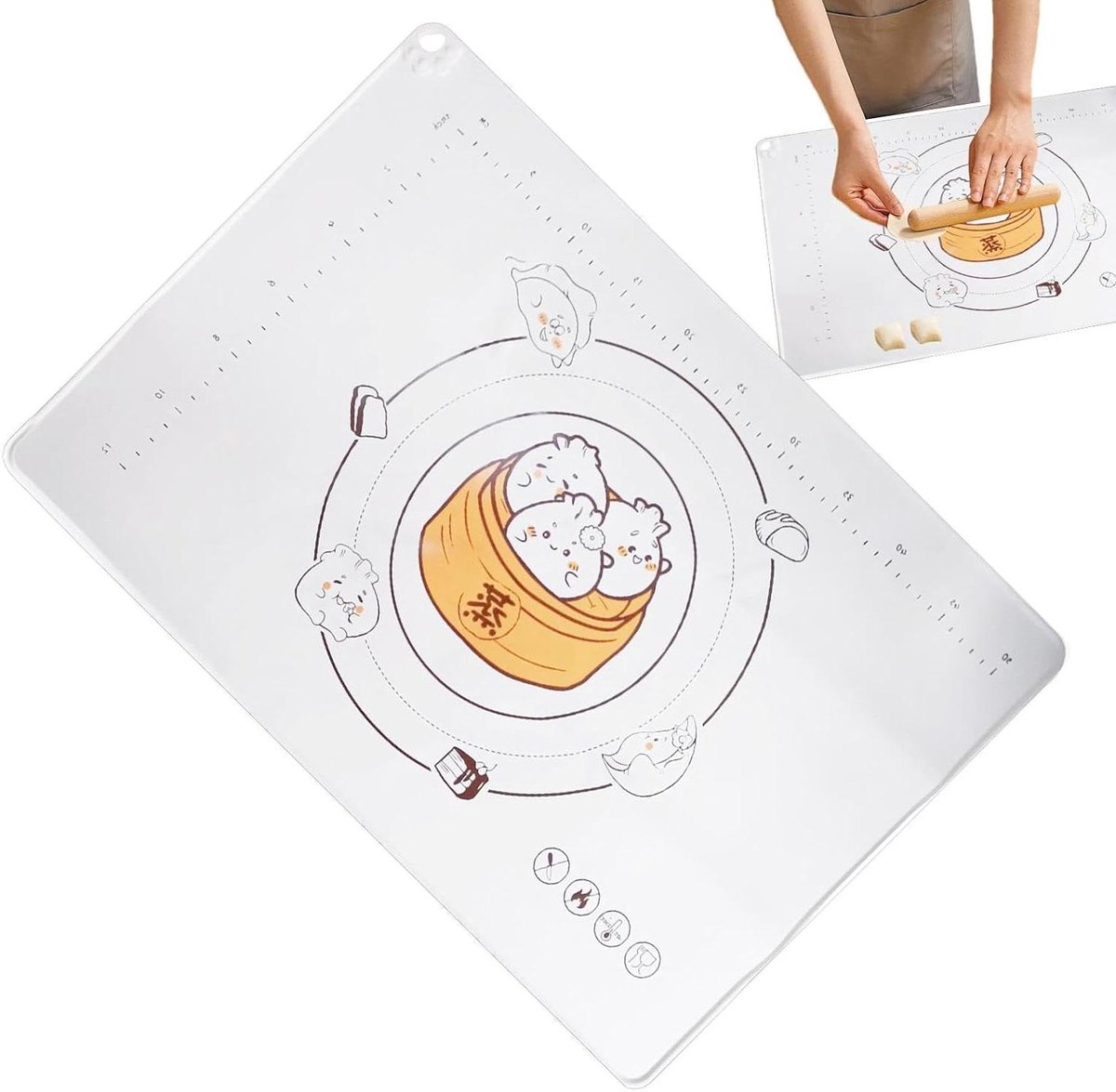 Dikke mat voor het kneden en rollen, hittebestendige bakmat, siliconen bakmat, roldeegblad met maten voor fondant, brood, koekjes