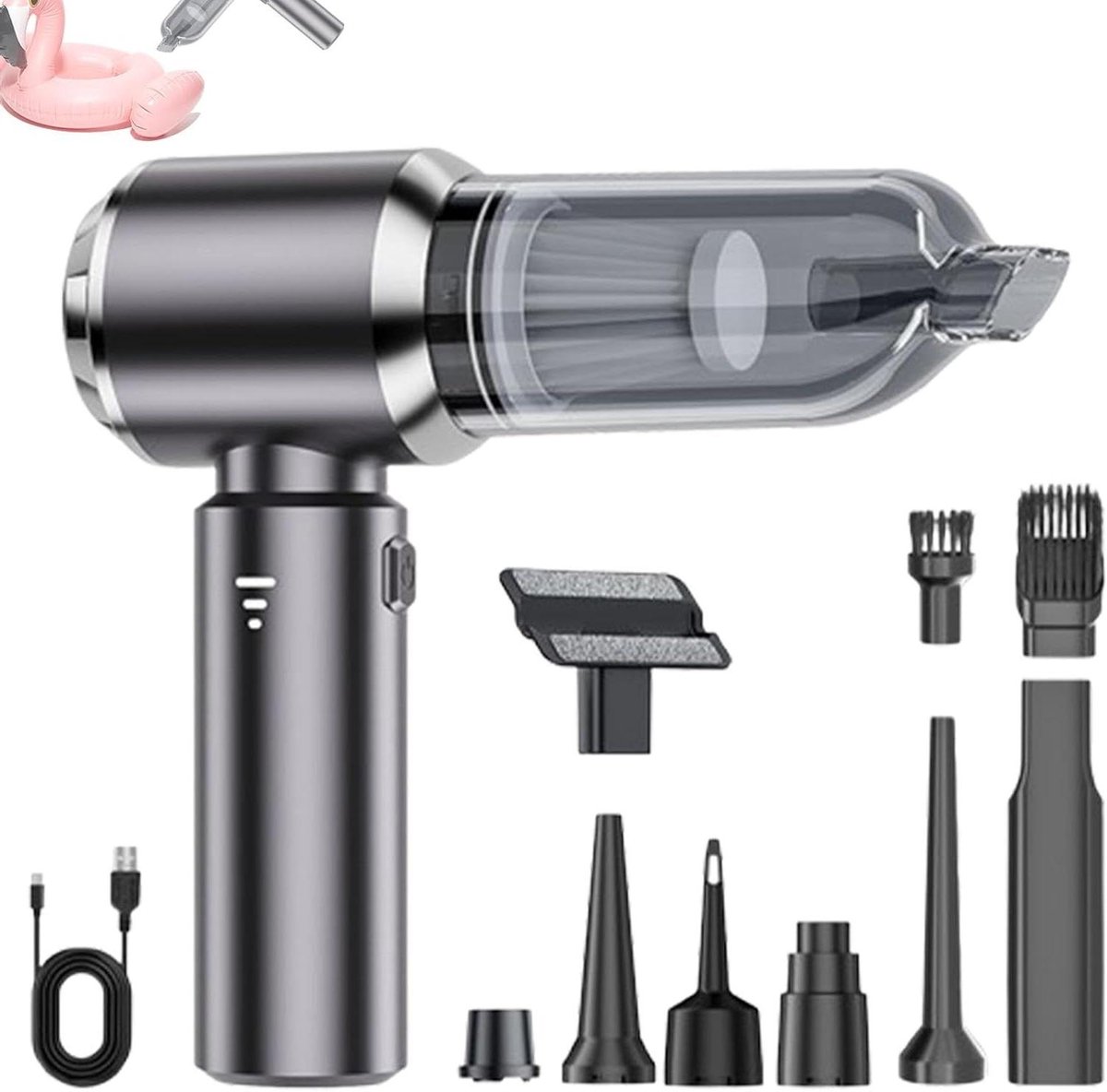 Draagbare Stofzuiger - Snoerloze Reiniger - Auto Interieur - 4-in-1 Functie - Compact Formaat - Zwart