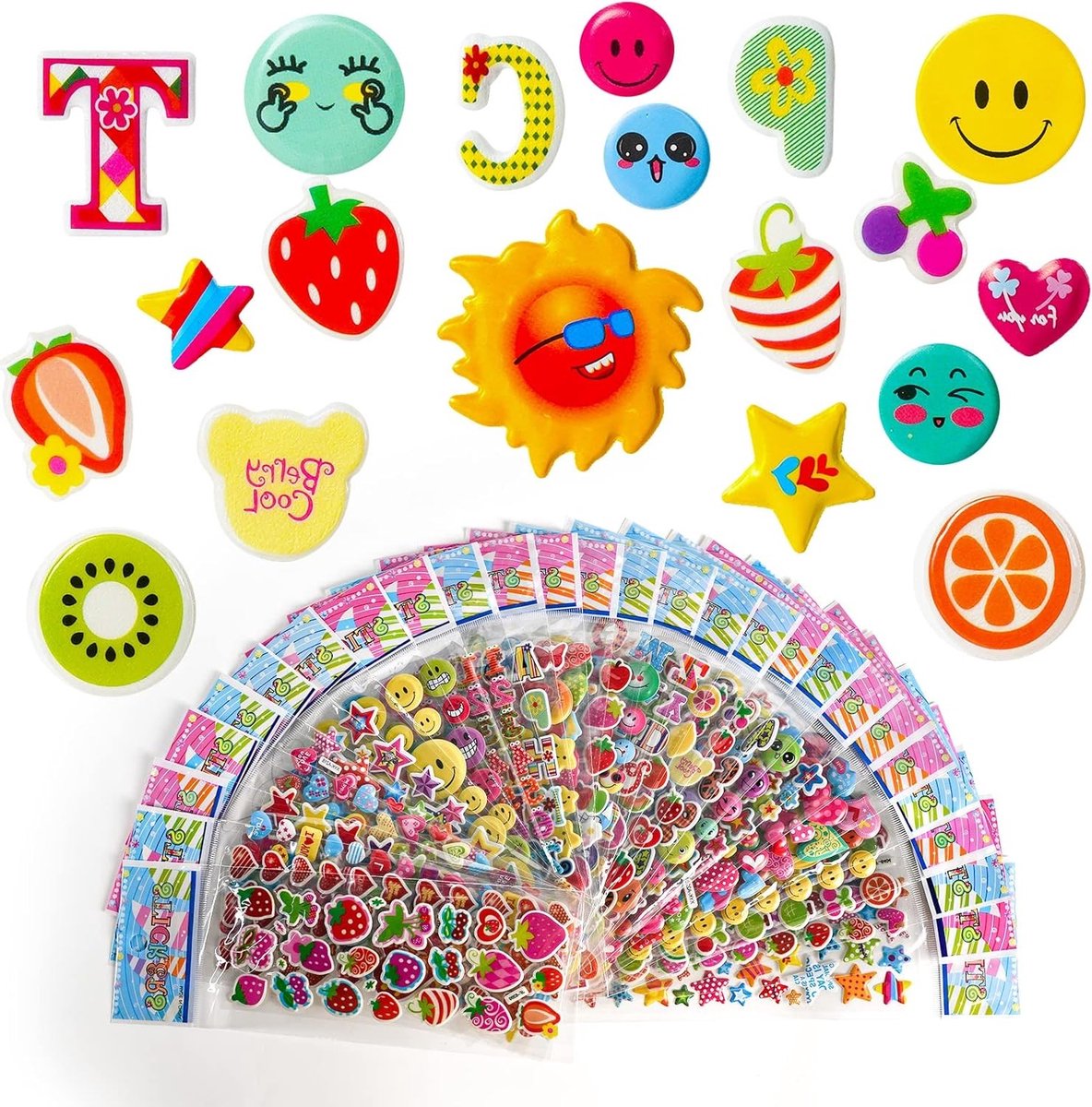 30 Bladen 3D Stickers voor Kinderen - Puffy Stickers voor Beloningen, Scrapbooking en Creatieve Projecten, Inclusief Dieren, Prinsessen en Vervoer