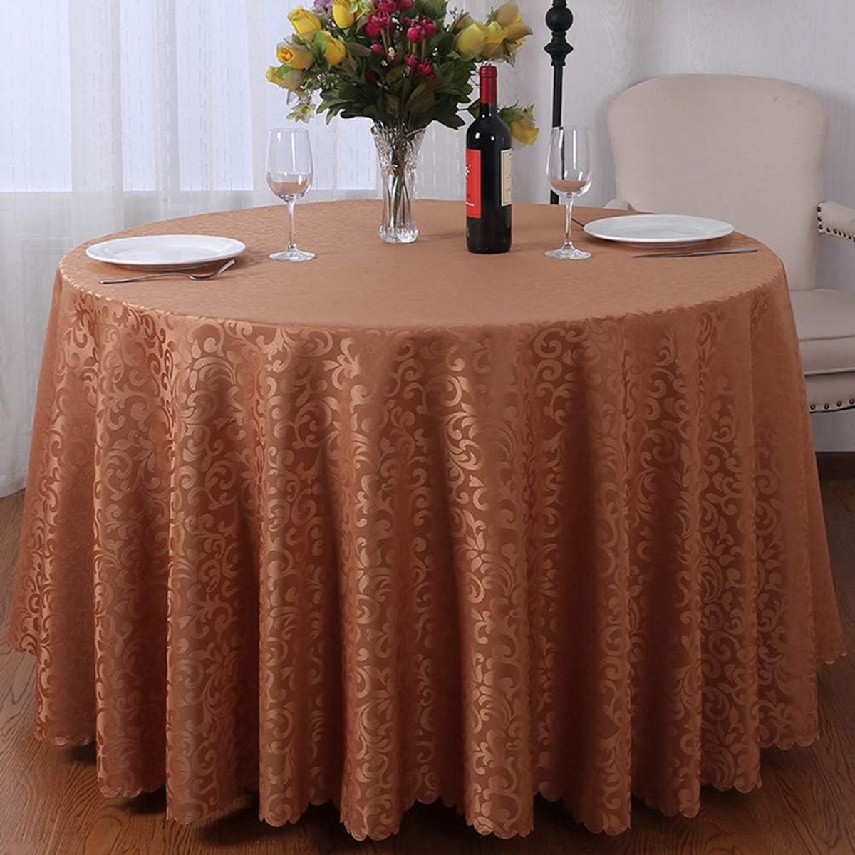 Tafelkleed - Damast Jacquard - Feestelijke Decoratie - Naadloos Ontwerp - Rond 160cm - Stijl 12