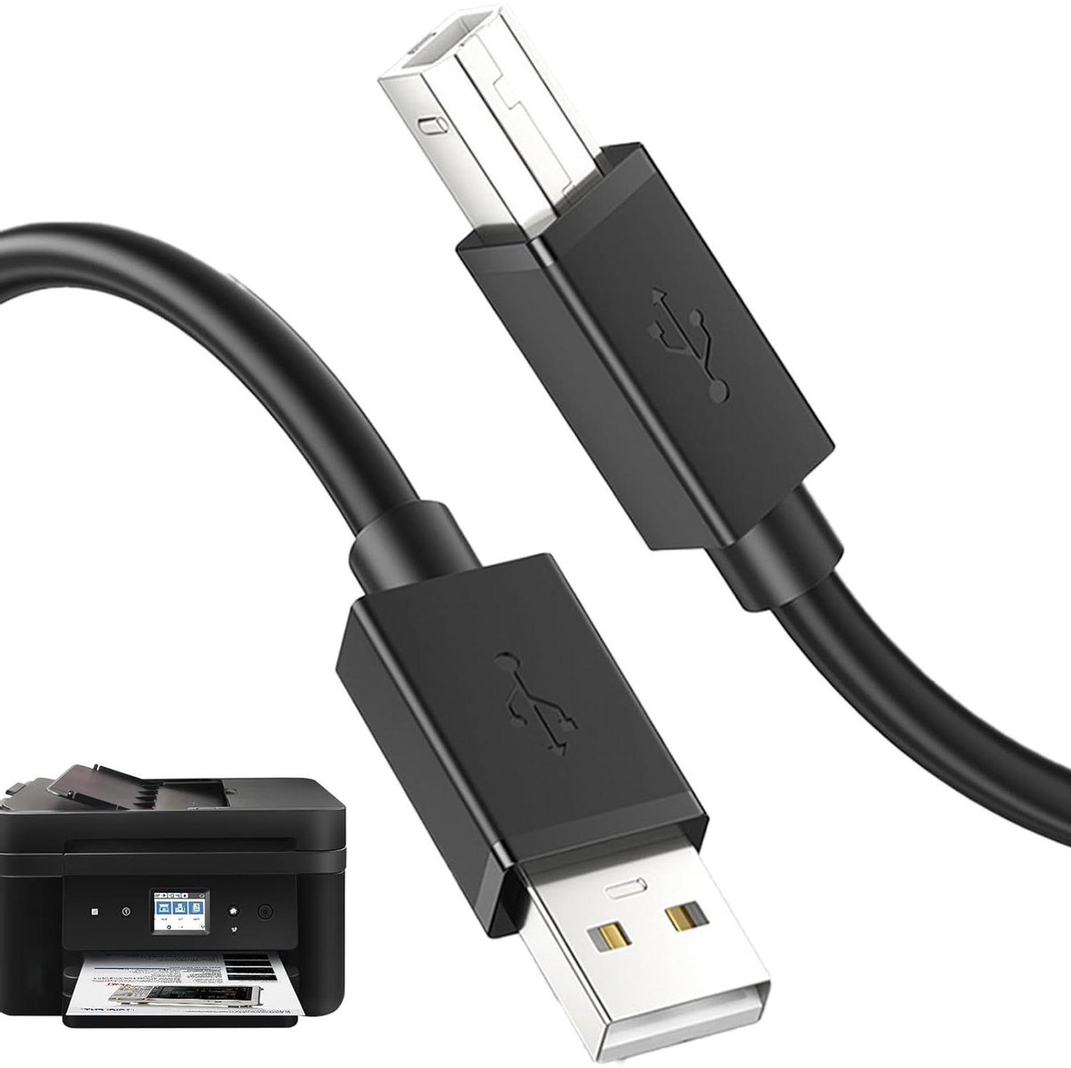Printerkabel USB - Verbindingskabel - Documenten Printen - Hoge Snelheid - 2 Meter - Zwart