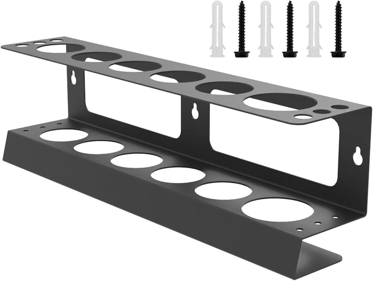 Kit Houder - Aerosol Organizer - Werkplek Organiseren - Robuust Staal - 42.9 cm Lengte - Zwart
