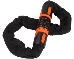 QOXEZY Heavy Duty fietskettingslot met 5-cijferig combinatietoetsenbord, 7,5 mm dikke gelegeerd stalen kabel voor veilig fietsen, past op mountainbikes en motorfietsen, zwart (0,6 m)