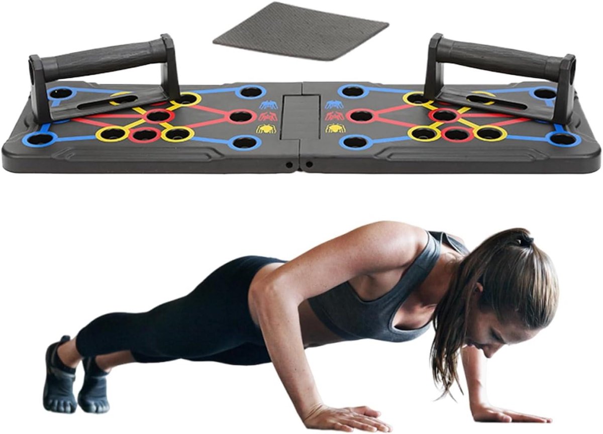 Draagbare Krachttraining - Opvouwbare Trainingsstandaard - Thuisfitness Bovenlichaam - Veilige Handgrepen - Compact Opvouwbaar - Zwart