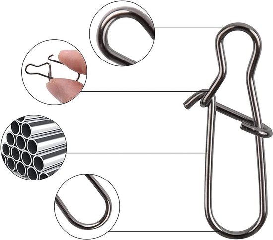 Sterke en Mooie Duo Lock Snaps voor Vissen - 100 Stuks Rvs Lure Haak Verbinding voor Zoet- en Zoutwater Visgerei — afbeelding 4