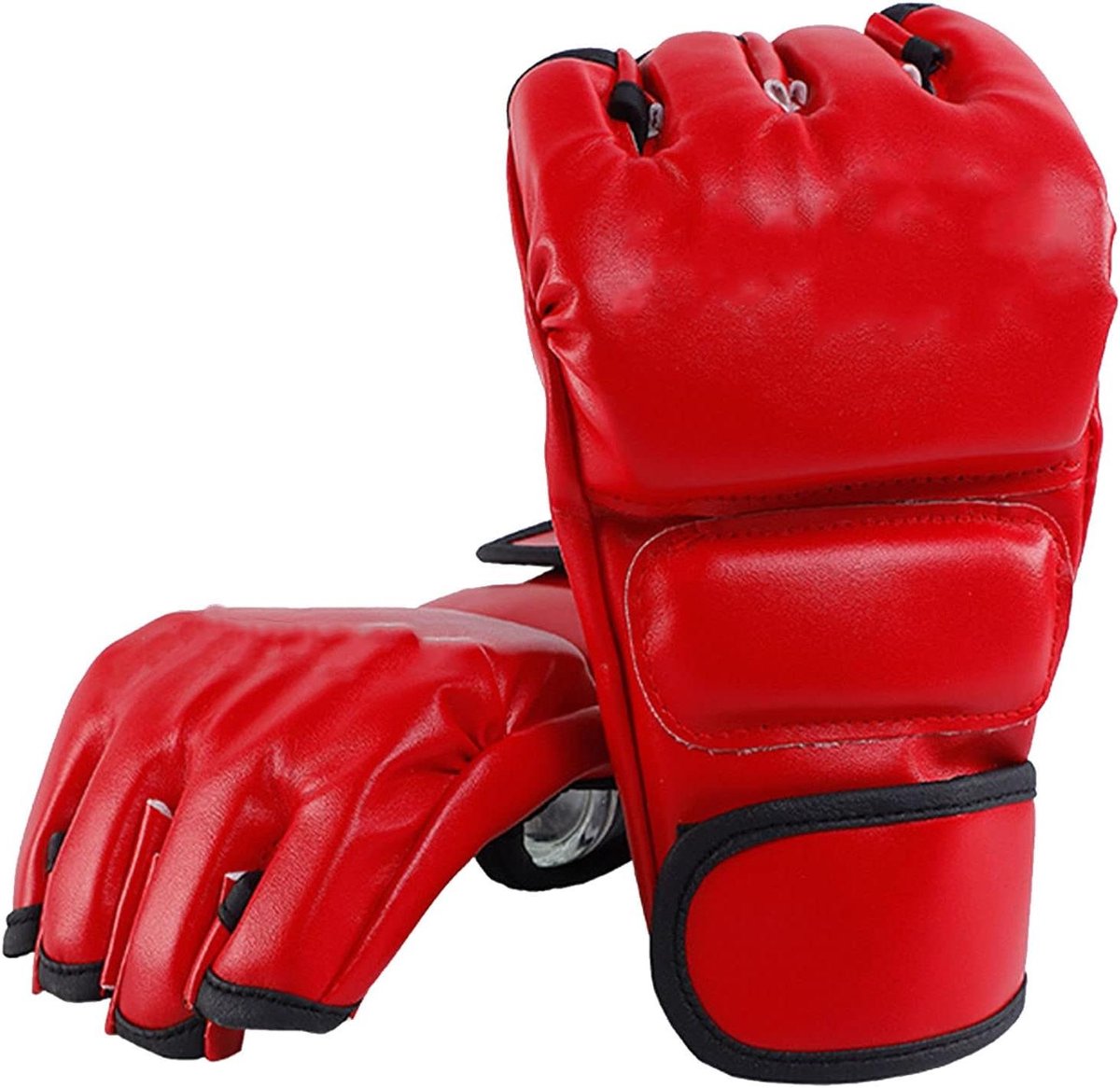 MMA Handschoenen - Bokshandschoenen Halve Vinger - Vechtsport Training - Open Handpalm Ontwerp - Volwassen Unisex - Rood