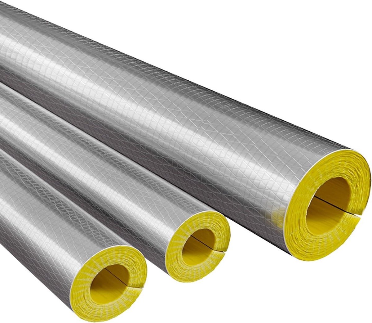 Isolatiebuis Glaswol - Aluminiumfolie Buis - Leidingen Isoleren - Zelfklevend Vlamvertragend - ID60mmxT30mm - Grijs