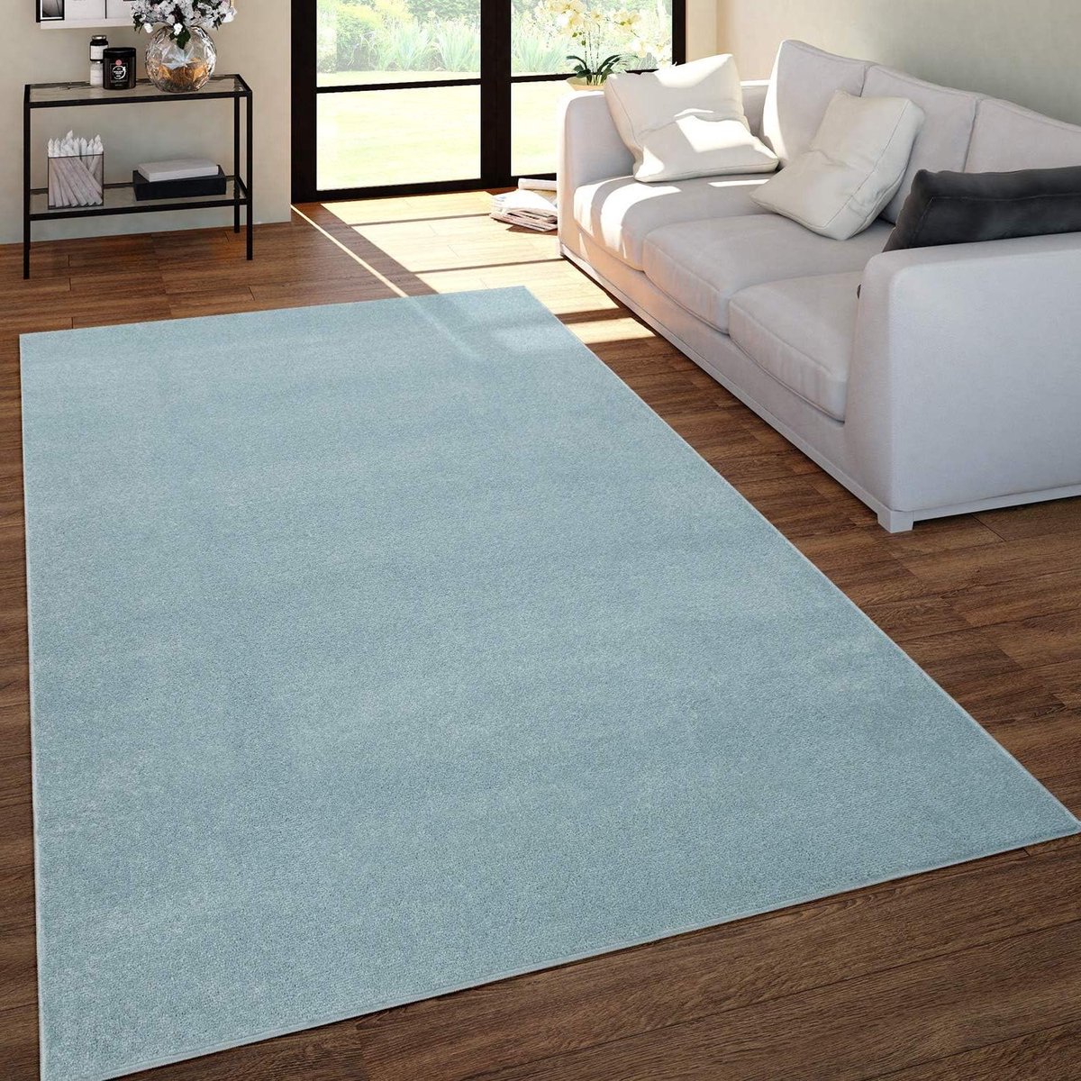 Woonkamer vloerkleed - Vloerkleed rond - Interieur verfraaien - Onderhoudsvriendelijk - Ø 200 cm - Turquoise