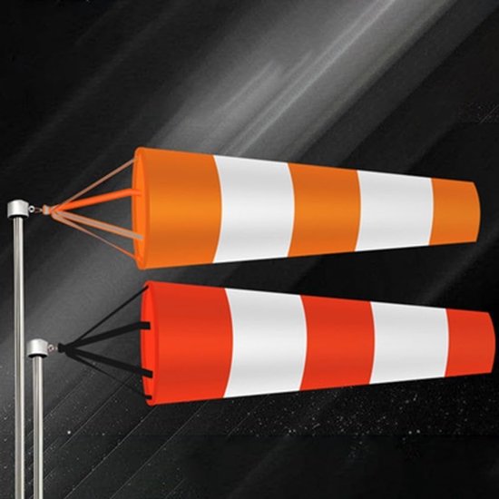 Windzak met Reflecterende Strepen - Windmeter Windvaan - Windrichting Detecteren - Lichtgewicht Rip-stop Materiaal - 60 cm - Rood en Wit — afbeelding 2