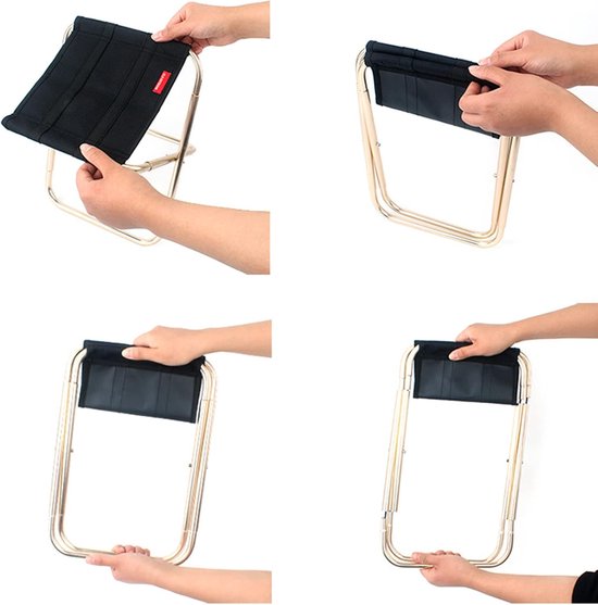 Camping Kruk - Voetenbankje Opvouwbaar - Buiten Zitten - Lichtgewicht Aluminium - 27 cm Hoog - Zwart van Camping — afbeelding 3
