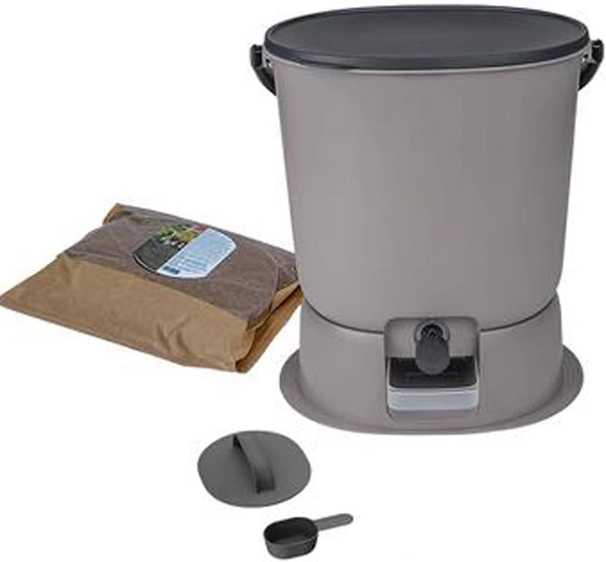 Compostbak Keuken - Compostemmer GFT - Afval Verwerken - Luchtdicht Deksel - 15L - Grijs