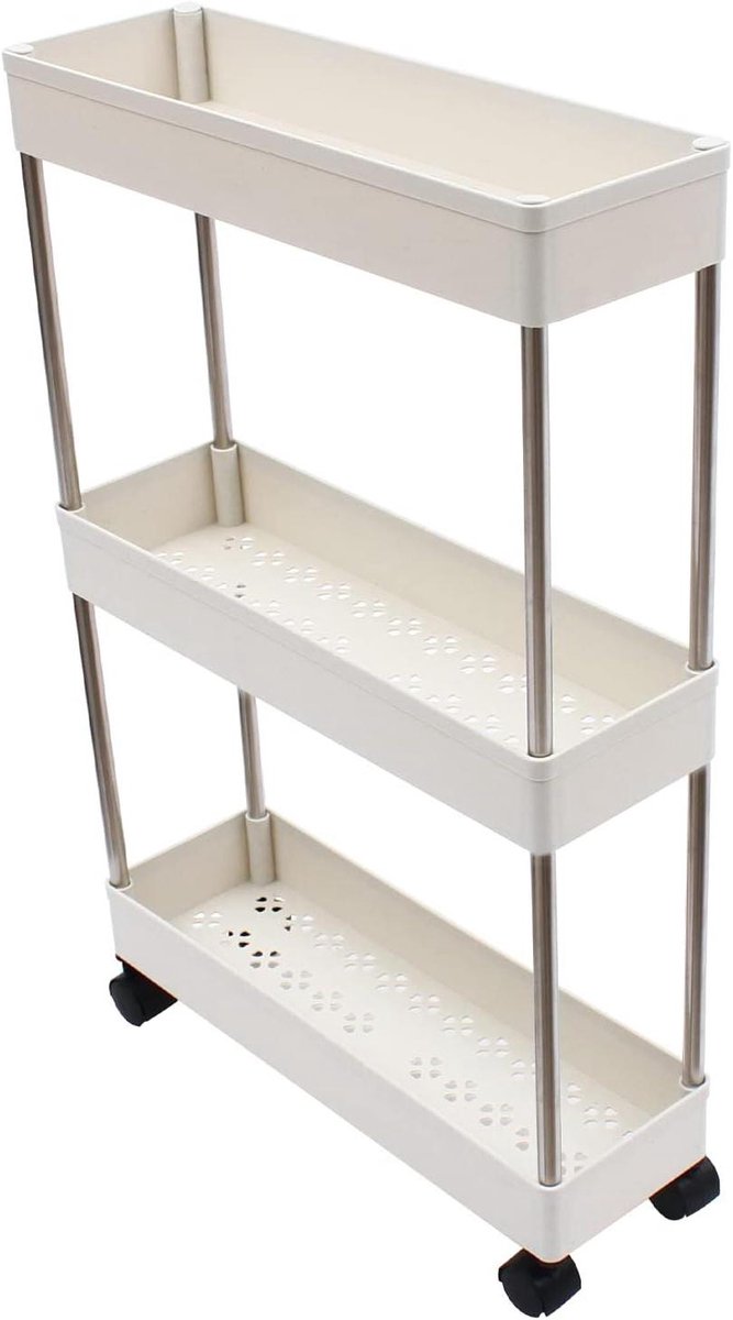 Opbergrek Trolley - Dressoir Organizer - Keuken Organiseren - Smal Ontwerp - 11 cm breed - Wit