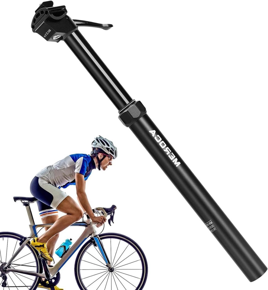 Verstelbare Zadelpen - Telescopische Fietszadel - Comfortabel Fietsen - Handmatige Hoogteverstelling - 316 x 445 mm - Zwart