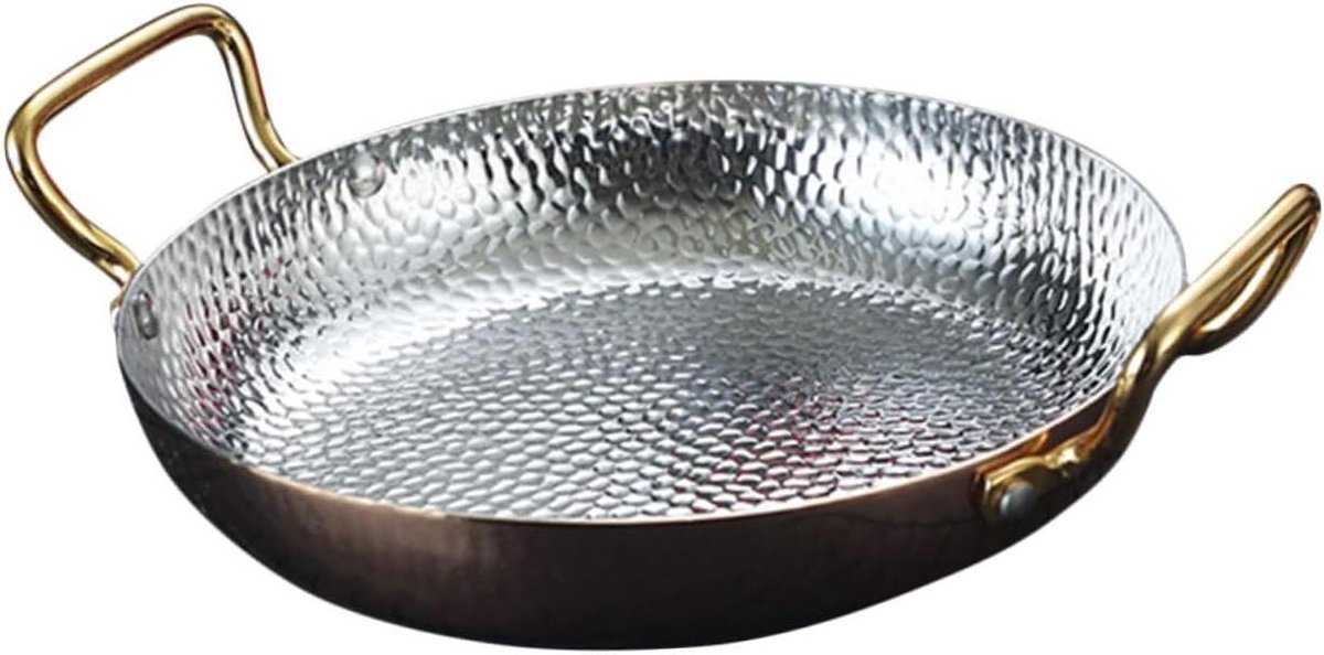 Kookpan Roestvrijstaal - Paella Pan Stoofpan - Thuis Koken - Dubbele Handgrepen - 27.50X21.00X3.50CM - Zilver