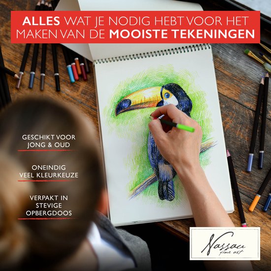 Nassau Fine Art Professional 120 Crayons de couleur de couleur | Jeu de caractères | Couleurs riches et vives | Crayons de couleur professionnels pour enfants et adultes