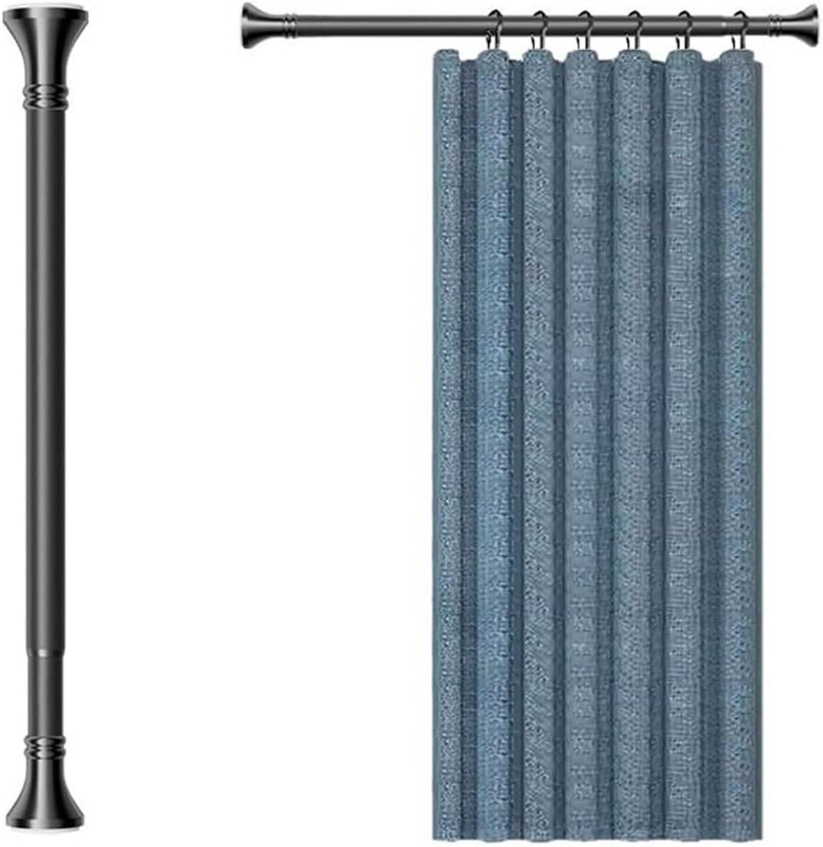 Verstelbare Gordijnroede - Spangordijnstang Spanstang - Ruimte Indelen - Zonder Boren - 260-350 cm - Mat Zwart