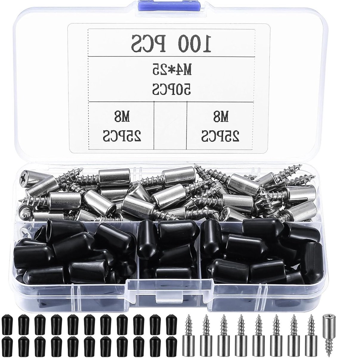 Set van 100 Planksteunen met Zelftappende Schroeven, Ideaal voor Meubels, Kasten en Planken, Inclusief 50 Rubber Beschermers voor Stabiliteit en Ondersteuning
