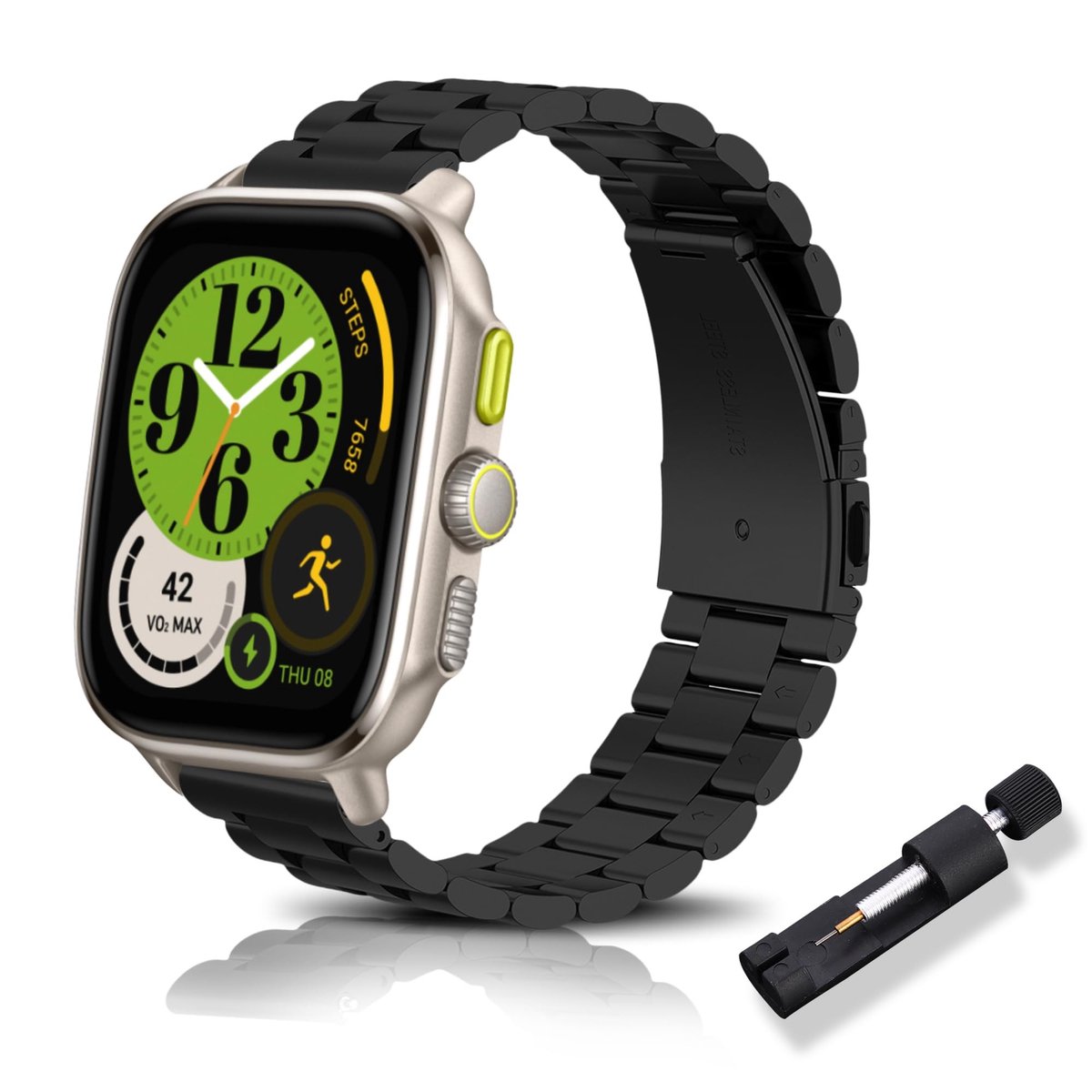 Dailygoody - Reservearmband - Roestvrijstalen Horlogeband - Zwart - 20 mm - Compatibel met Amazfit - Elegante Armband voor Cheetah