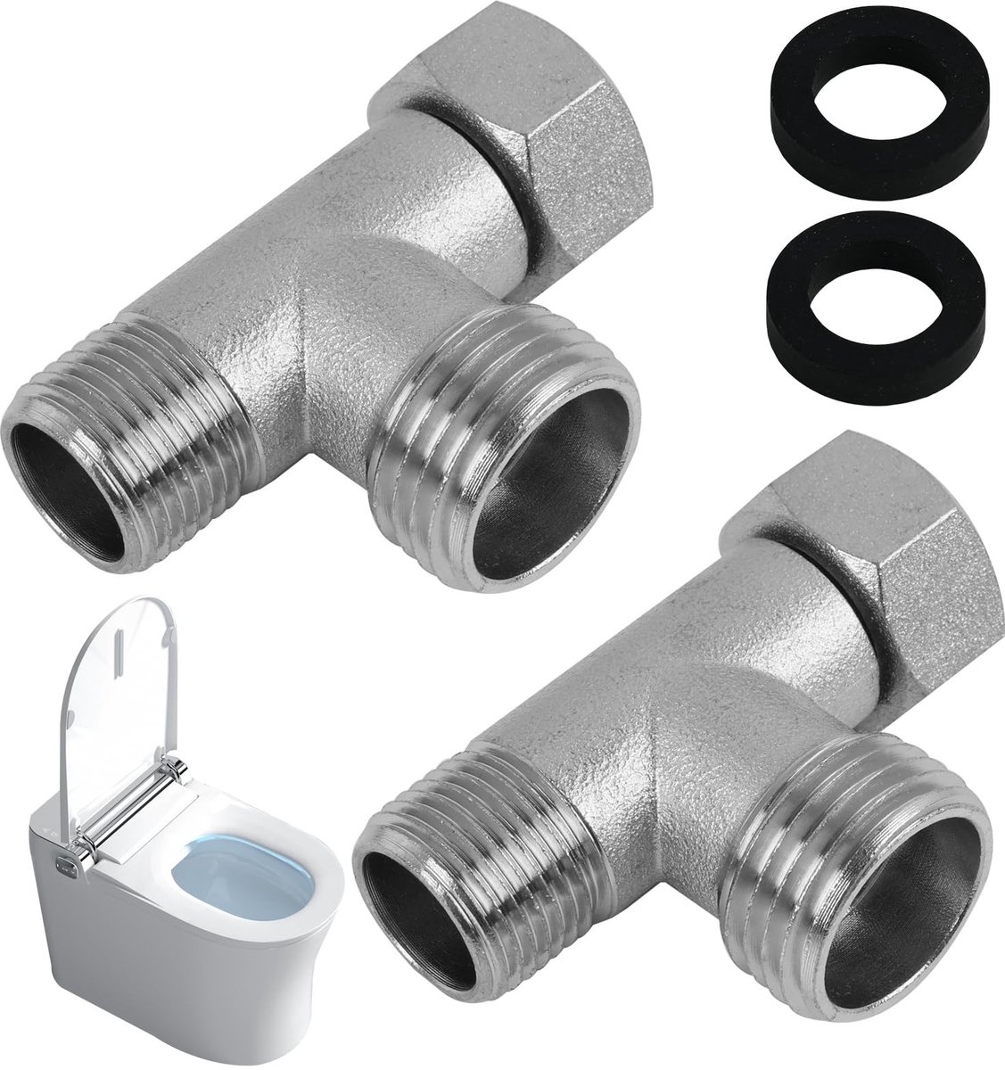 Dailygoody - Waterverbinding - 3-Weg T-Stuk - 3/8 Inch en 1/2 Inch - Voor Toilet en Huishoudelijk Gebruik - Duurzaam en Betrouwbaar