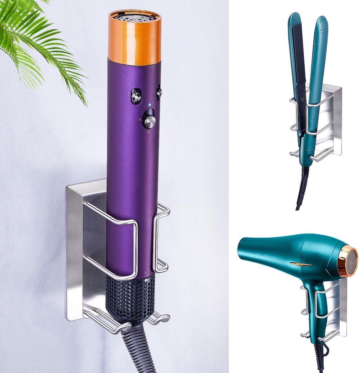 Dailygoody - Haar Föhn Houder - Wandbevestiging - Haardroger Organizer - Geen Boren - Geschikt voor Badkamer