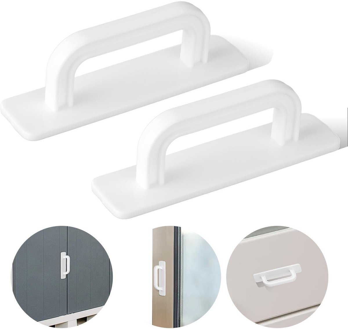 Dailygoody - Pack van 2 Zelfklevende Handvatten Wit 100 mm - Drilvrije Deurhandgrepen voor Keukenkasten en Meubels