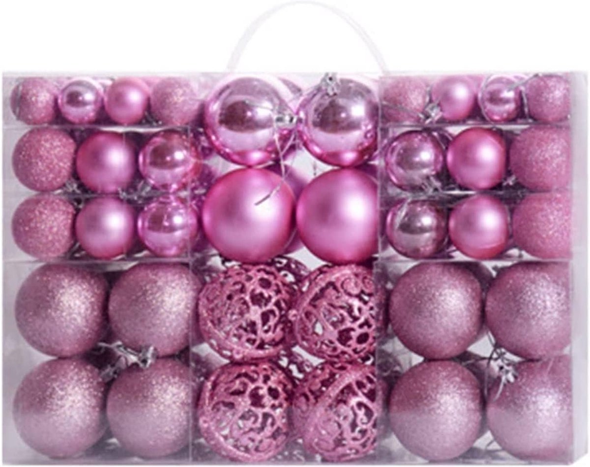 Kerstballen Set van 100 Stuks - Schokbestendige Versieringen voor Kerstboom, Feestdagen en Bruiloften in Roze