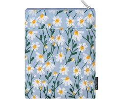 Gevoerde hoes voor 6-7 inch e-readers, beschermende sleeve voor Kindle Paperwhite en Kobo Clara, blauw en wit met geborduurde bloemen